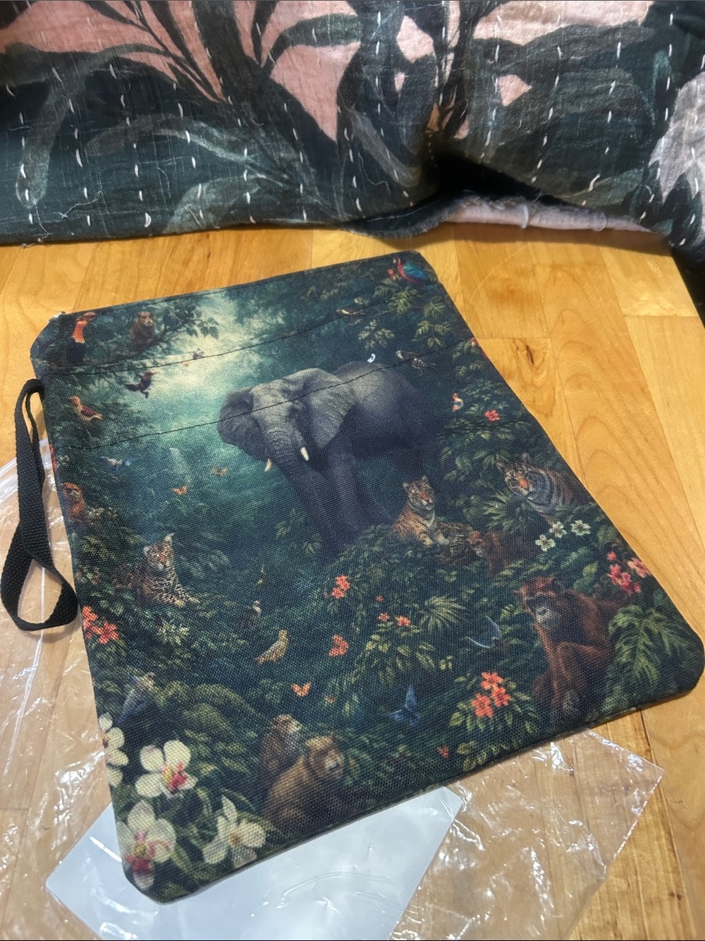 Jungle and animal themed book protector pouch